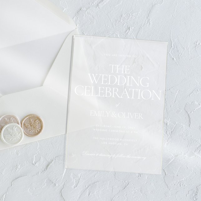 Elegant Luxurious Personalized White Text Wedding Acrylic Invitations (Creator Uploaded)
