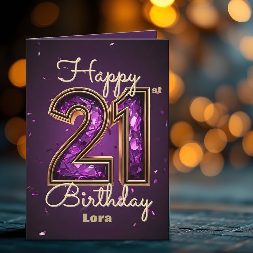 Elegant Luxurious Purple and Gold 21st Birthday