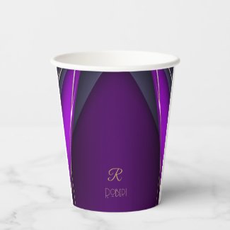 Elegant Luxurious Purple Gold Monogram Modern Glam