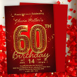 Elegant Luxurious Red and Gold 60th Birthday Invitation<br><div class="desc">Turning sixty is a milestone that deserves to be celebrated in grand style, and this customizable 60th birthday invitation sets the perfect tone. Imagine sending out an invitation that glimmers like the memories it represents, with its elegant red and gold theme and the centerpiece—a bold, sparkling "60" adorned with shimmering...</div>