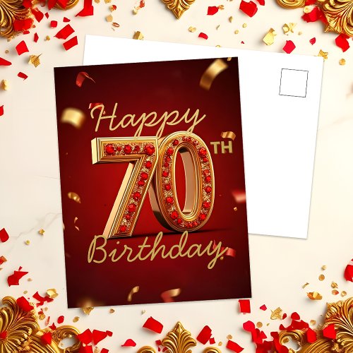 Elegant Luxurious Red and Gold 70th Birthday