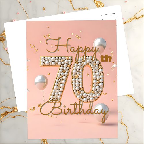 Elegant Luxurious Soft Pink and Gold 70th Birthday