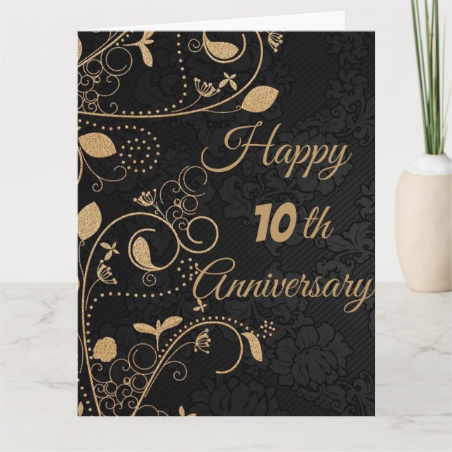 Elegant, Luxury, 10th Anniversary Card (Front)