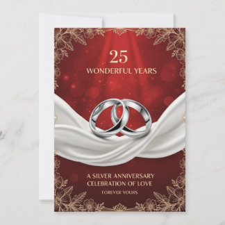 Elegant Luxury 25th Wedding Anniversary Card – Sil