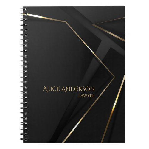 Elegant Luxury Abstract Black Lawyer Office Notebook