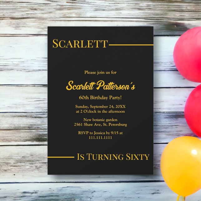 Elegant Luxury Black And Gold Modern Birthday Invitation (Creator Uploaded)