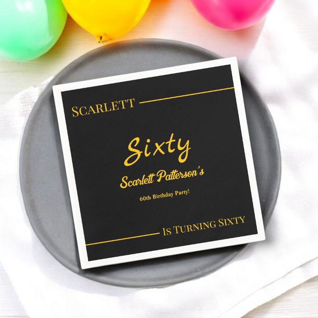 Elegant Luxury Black And Gold Modern Birthday Napkins (Creator Uploaded)