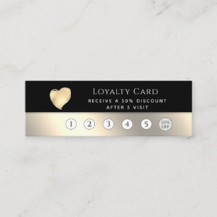 Elegant luxury black gold heart loyalty card