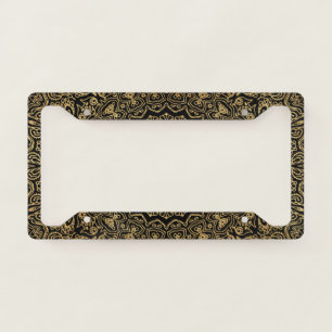 Elegant Luxury Black Gold Mandala License Plate Frame