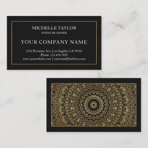 Elegant Luxury Black Gold Mandala Professional Business Card