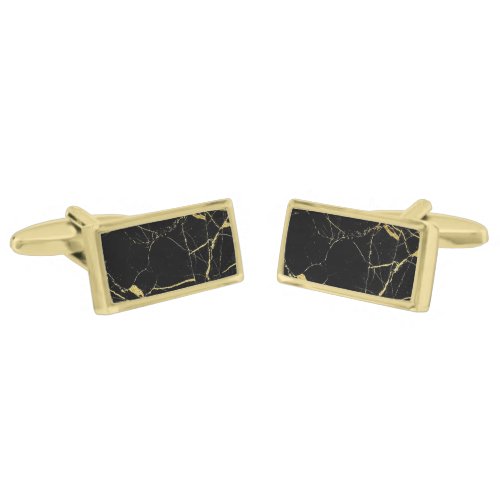 Elegant Luxury Black  Gold Marble Cufflinks