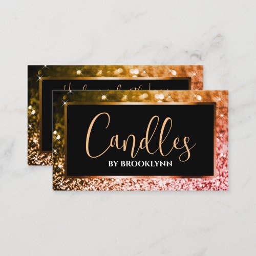 Elegant Luxury Black Orange Sparkling Glitter  Business Card