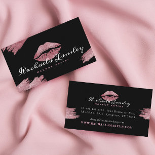 Elegant Luxury Black & Pink Lip Beauty Business Card