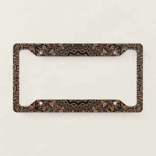 Elegant Luxury Black Rose Gold Mandala License Plate Frame