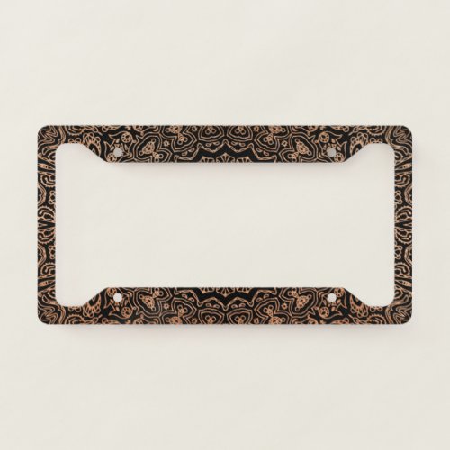 Elegant Luxury Black Rose Gold Mandala License Plate Frame