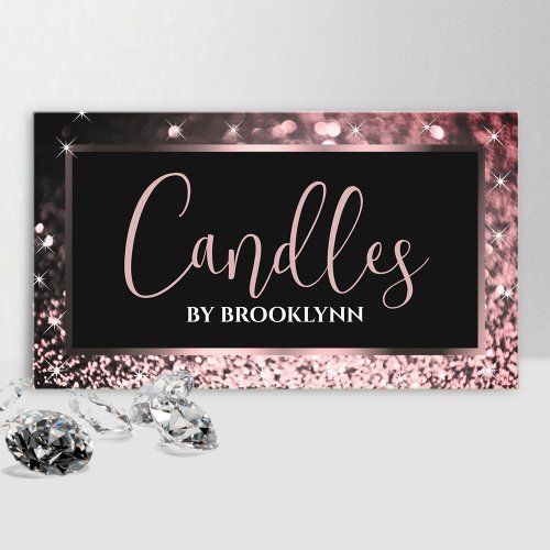 Elegant Luxury Black Rose Gold Sparkling Glitter  Business Card