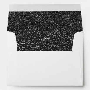 Elegant Luxury   Black Silver Confetti 5X7 Wedding Envelope