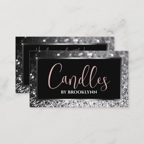 Elegant Luxury Black Silver Sparkling Glitter  Business Card