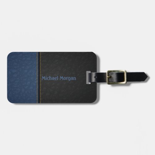 Elegant Luxury Blue Black Leathe Look Luggage Tag