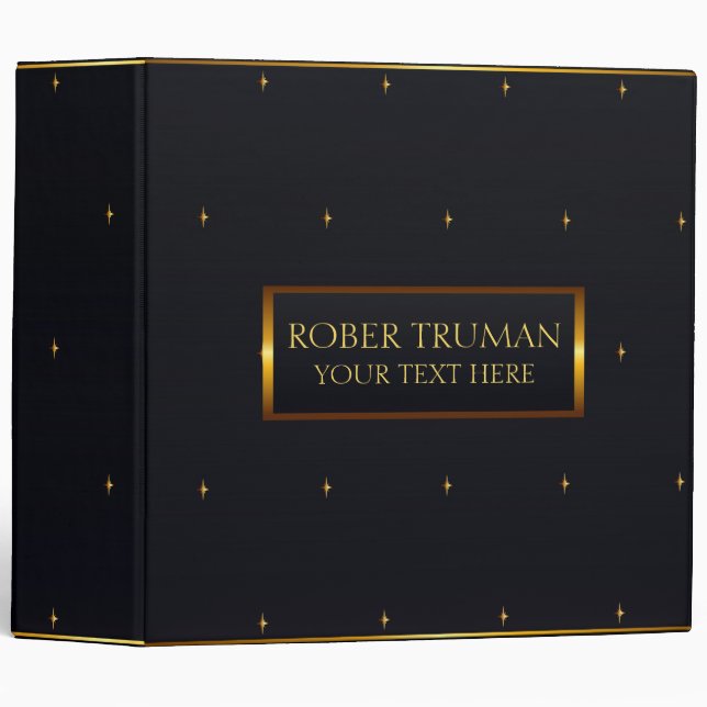 Elegant Luxury Blue gold design 3 Ring Binder (Front/Spine)