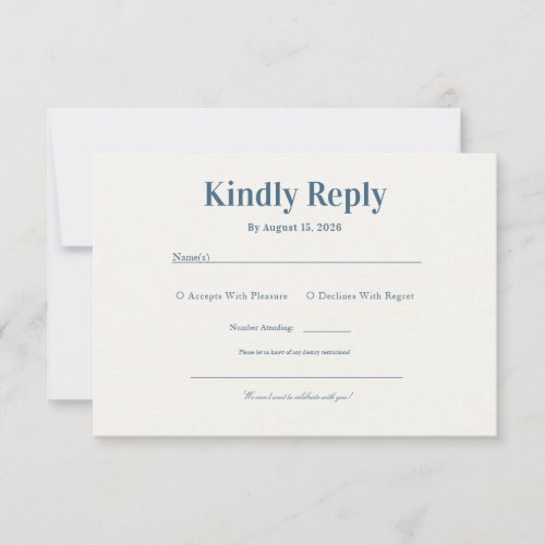 Elegant Luxury Blue Minimalist Timeless Modern RSVP Card
