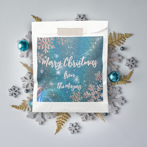 Elegant Luxury Blue Winter Wonderland Christmas Favor Bag