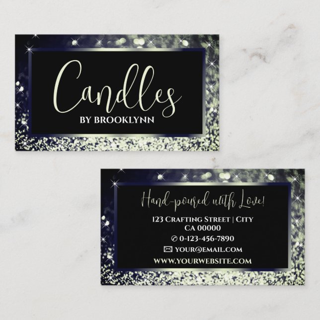 Elegant Luxury Bluish Silver Sparkling Glitter Business Card (Front/Back)