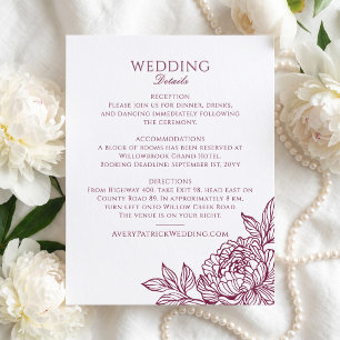 Elegant Luxury Botanical Floral Wedding Details Letterpress Enclosure Card