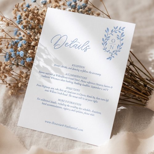 Elegant Luxury Botanical Monogram Crest Wedding Letterpress Enclosure Card