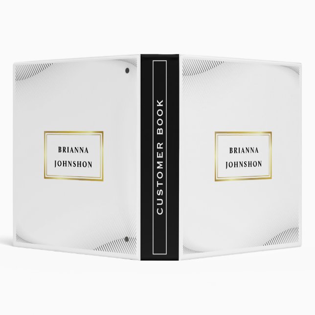 Elegant Luxury Boutique White Gold 3 Ring Binder (Background)