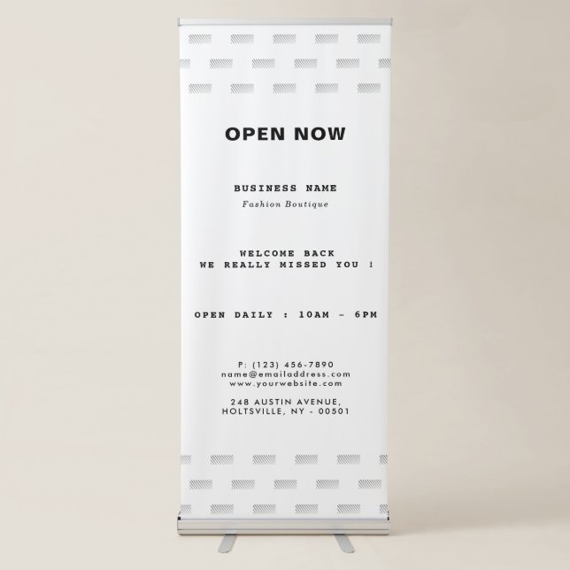Elegant Luxury Boutique White Gold Business Retractable Banner (Front)
