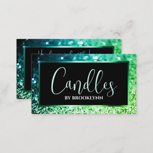 Elegant Luxury Bright Green Sparkling Glitter  Business Card