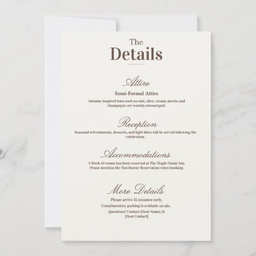 Elegant Luxury Brown Cream Minimalist Details Card