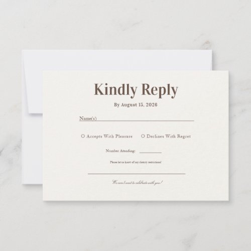 Elegant Luxury Brown Minimalist Timeless Espresso  RSVP Card