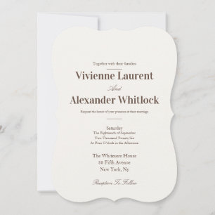 Elegant Luxury Brown Minimalist Timeless Wedding Invitation