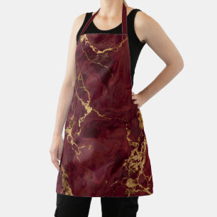 Elegant Luxury Burgundy Gold Marble Apron