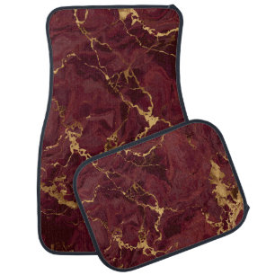 Elegant Luxury Burgundy Gold Marble Car Floor Mat