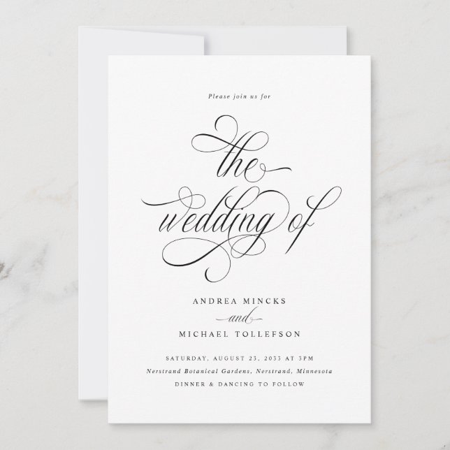 Elegant Luxury Calligraphy Script Wedding Invitation (Front)
