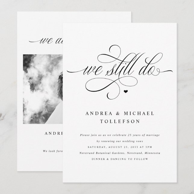 Elegant Luxury Calligraphy Wedding Vow Renewal Invitation (Front/Back)
