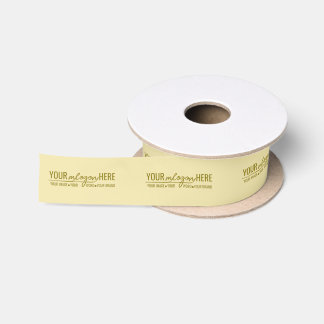 Elegant Luxury Champagne Gold Custom Logo Satin Ribbon
