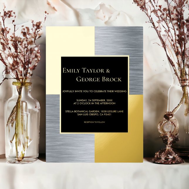 Elegant Luxury Chic Formal Wedding Silver And Gold Foil Invitation (Creator Uploaded)