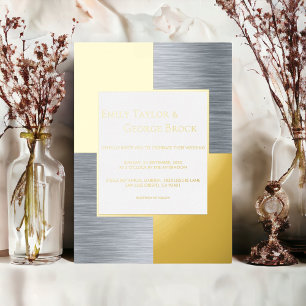 Elegant Luxury Chic Modern Wedding Silver And Gold Foil Invitation