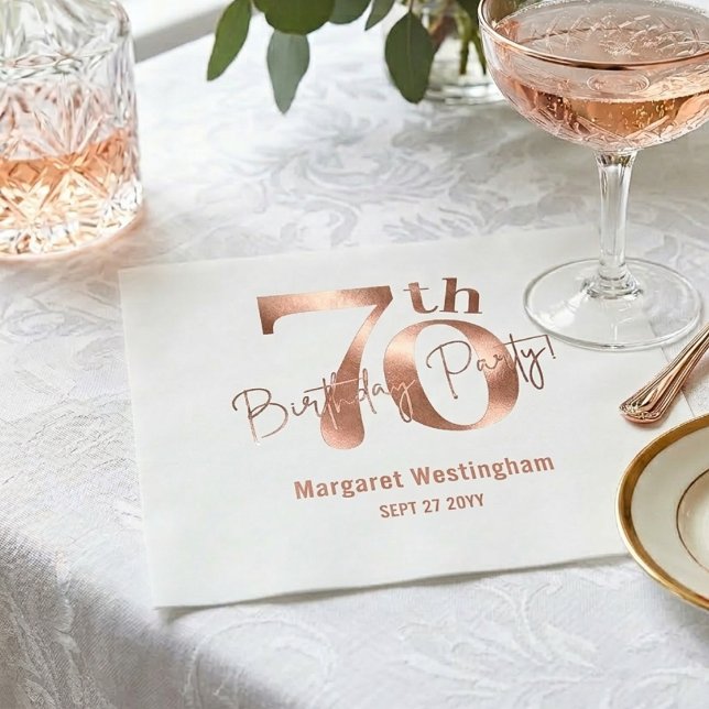 Elegant Luxury Chic Rose 70th Birthday Napkins (Creator Uploaded)