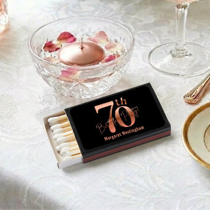 Elegant Luxury Chic Rose Gold 70th Birthday Matchboxes