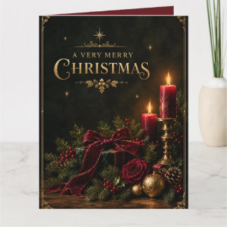 Elegant Luxury Christmas Card, Velvet Bow Card