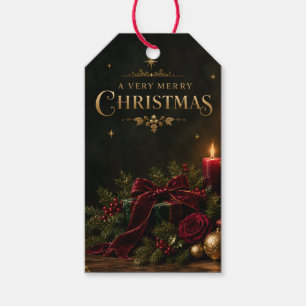 Elegant Luxury Christmas Card, Velvet Bow Gift Tags