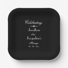 Elegant Luxury Classic Chic Black & White Wedding Paper Plates