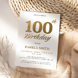 Elegant luxury classic faux gold 100th birthday invitation<br><div class="desc">Modern 100 years birthday celebration invitation features a design with minimalistic and classic elements. Golden foil effect gives to the design more luxurious style sets the perfect tone for this milestone occasion, which is ideally applicable to invite your guests to the holding event and party. The template allows to edit...</div>