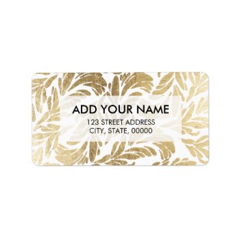 Elegant Luxury Custom Faux Gold Foil Floral Damask Label by pink_water at Zazzle