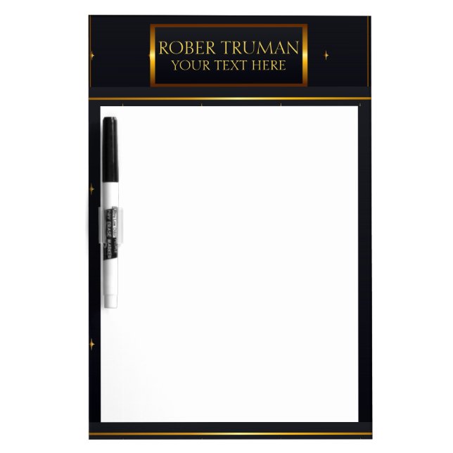 Elegant Luxury Dark Blue gold design Dry Erase Board (Front)